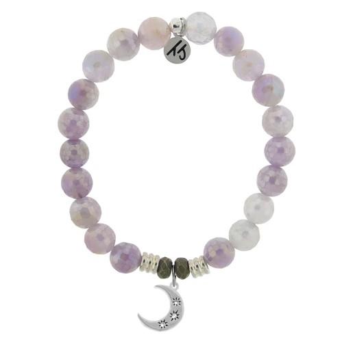 BRACELETS - Mauve Jade Stone Bracelet With Friendship Stars Sterling Silver Charm