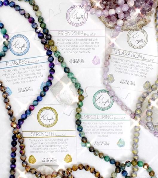 BRACELETS - Mauve Jade Stone Bracelet With Friendship Stars Sterling Silver Charm