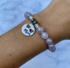 BRACELETS - Mauve Jade Stone Bracelet With Mom... Sterling Silver Charm