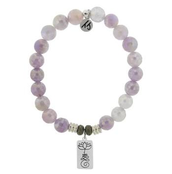 BRACELETS - Mauve Jade Stone Bracelet With New Beginnings Sterling Silver Charm