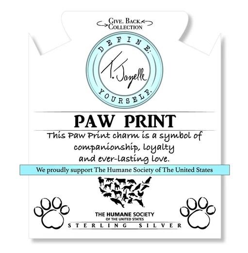 BRACELETS - Mauve Jade Stone Bracelet With Paw Print Sterling Silver Charm