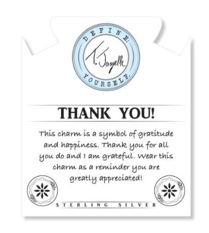 BRACELETS - Mauve Jade Stone Bracelet With Thank You Sterling Silver Charm