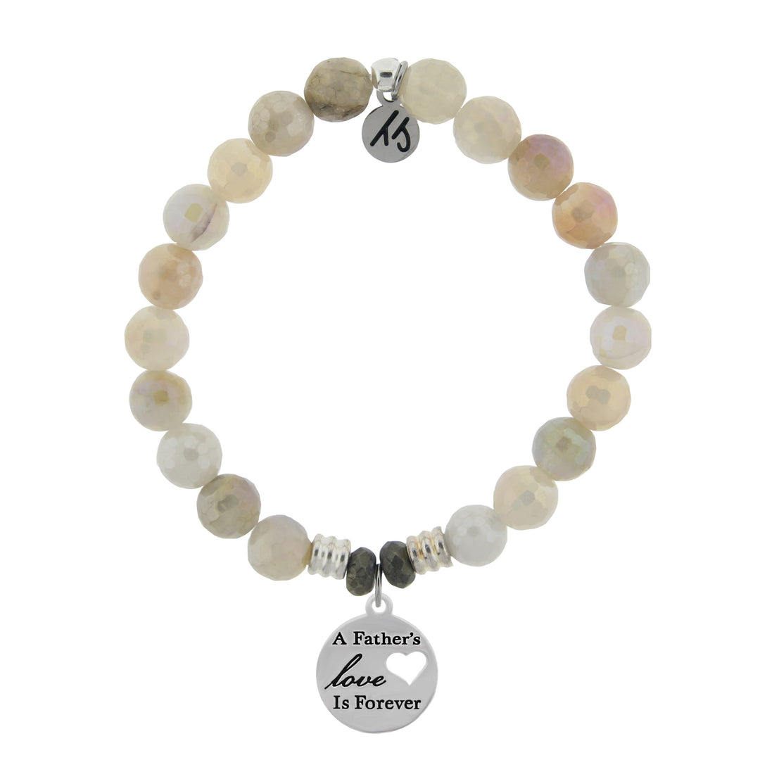 BRACELETS - Moonstone Bracelet With Father's Love Sterling Silver Charm