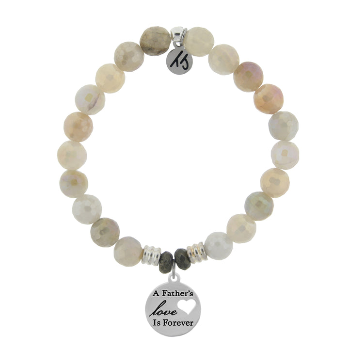BRACELETS - Moonstone Bracelet With Father's Love Sterling Silver Charm