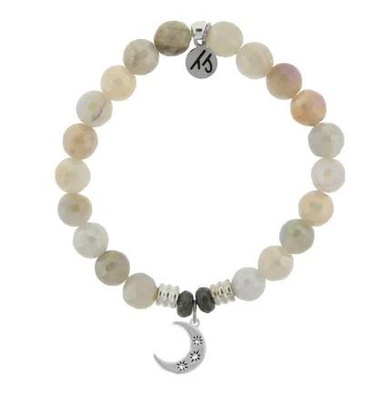BRACELETS - Moonstone Bracelet With Friendship Stars Sterling Silver Charm