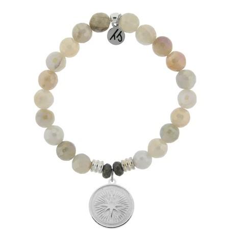 BRACELETS - Moonstone Bracelet With Guidance Sterling Silver Charm