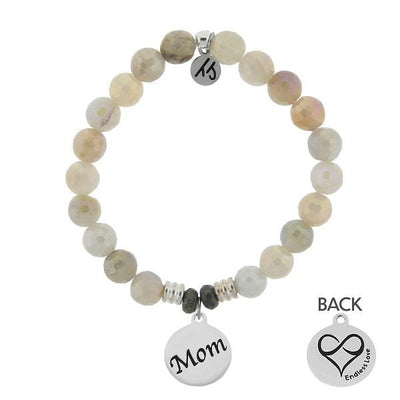 BRACELETS - Moonstone Bracelet With Mom Endless Love Sterling Silver Charm