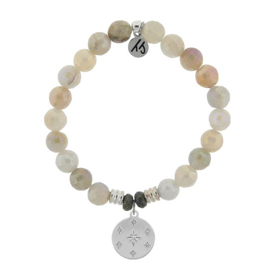 BRACELETS - Moonstone Bracelet With Prayer Sterling Silver Charm
