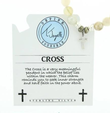 BRACELETS - Moonstone Bracelet With Sterling Silver Cross Charm