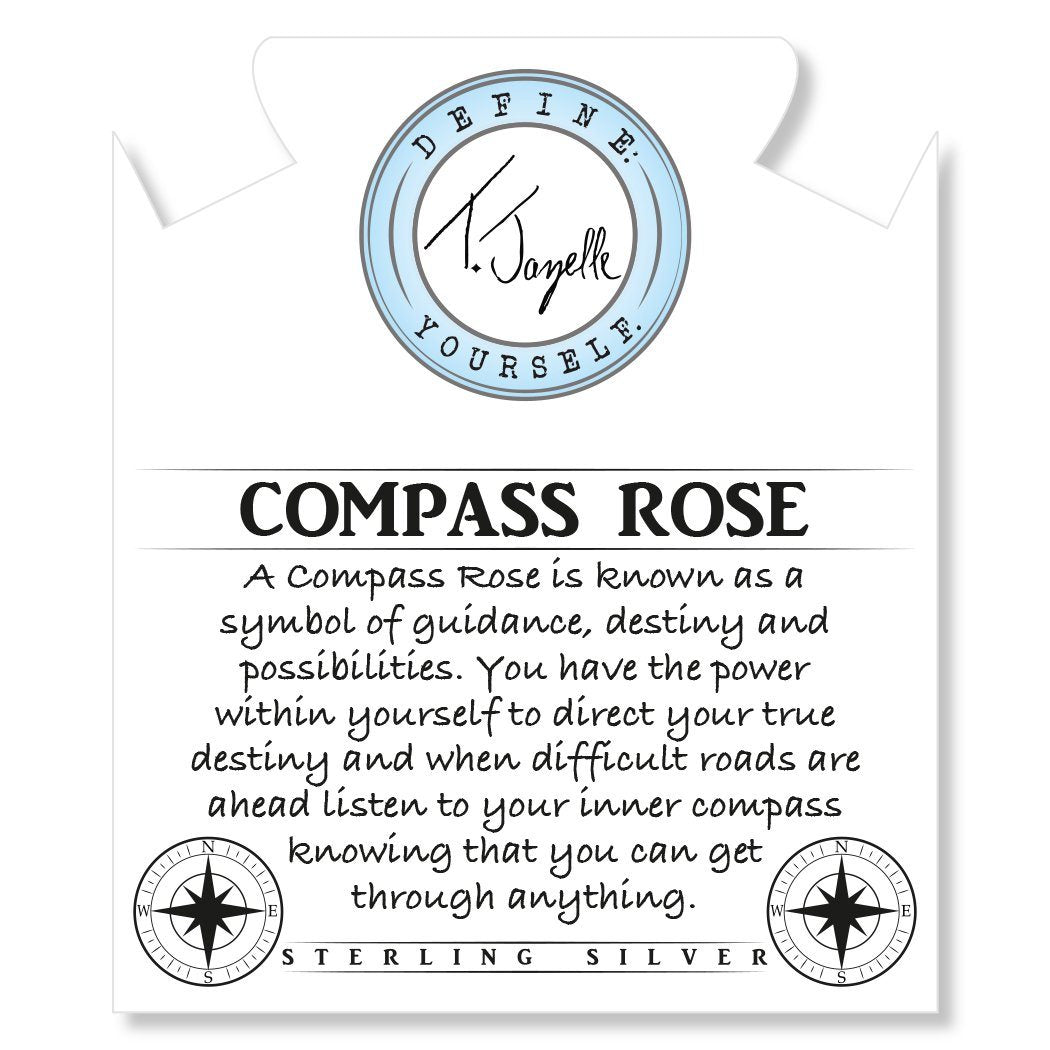 BRACELETS - Moonstone Stone Bracelet With Compass Rose Sterling Silver Charm