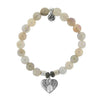 BRACELETS - Moonstone Stone Bracelet With Heart Of Angels Sterling Silver Charm