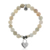 BRACELETS - Moonstone Stone Bracelet With Love Lock Sterling Silver Charm
