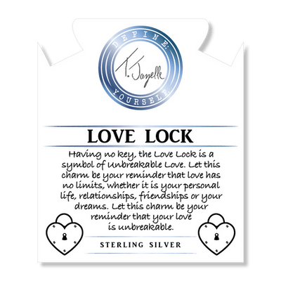 BRACELETS - Moonstone Stone Bracelet With Love Lock Sterling Silver Charm