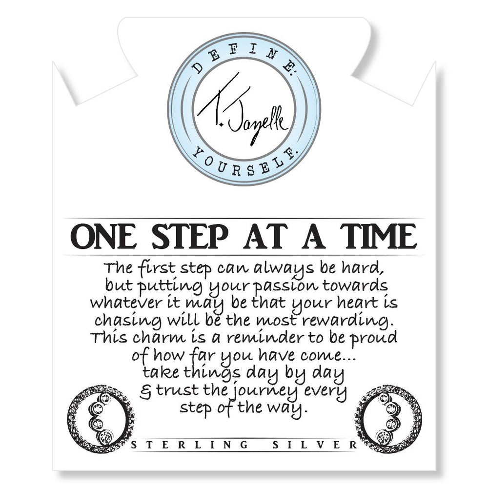 BRACELETS - Moonstone Stone Bracelet With One Step At A Time Sterling Silver Charm