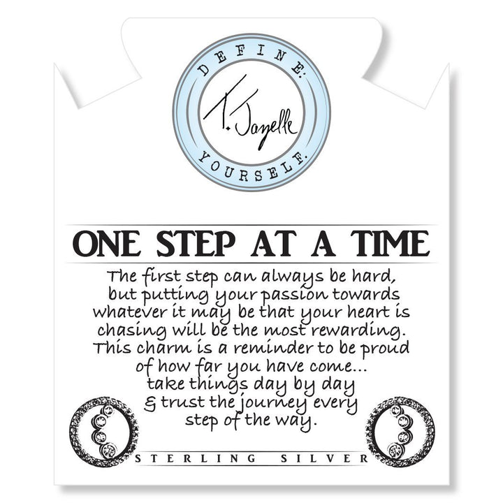 BRACELETS - Moonstone Stone Bracelet With One Step At A Time Sterling Silver Charm