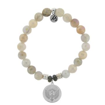 BRACELETS - Moonstone Stone Bracelet With Phoenix Sterling Silver Charm