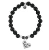 BRACELETS - Onyx Stone Bracelet With Heart Never Forgets Sterling Silver Charm