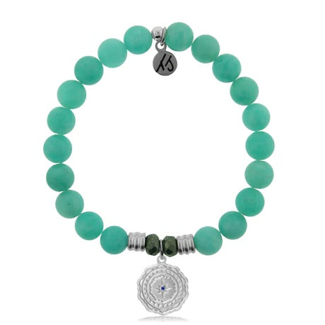 BRACELETS - Peruvian Amazonite Stone Bracelet With Healing Sterling Silver Charm