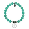 BRACELETS - Peruvian Amazonite Stone Bracelet With Hibiscus Flower Sterling Silver Charm
