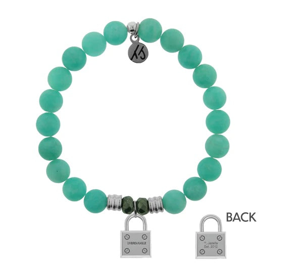 BRACELETS - Peruvian Amazonite Stone Bracelet With Unbreakable Sterling Silver Charm