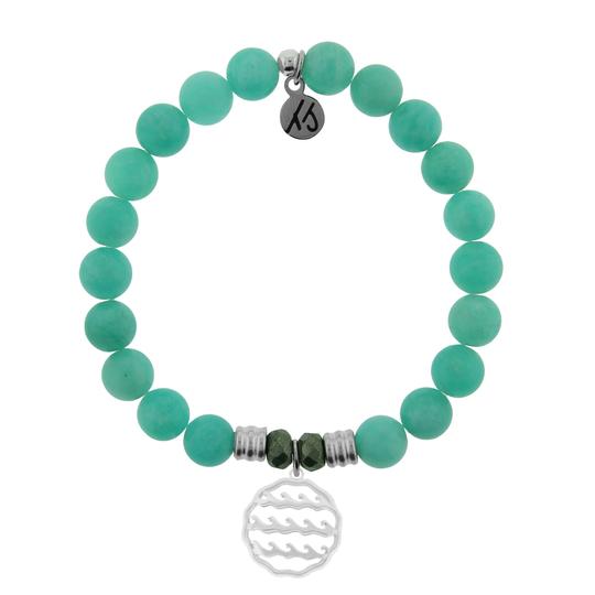 BRACELETS - Peruvian Amazonite Stone Bracelet With Waves Of Life Sterling Silver Charm
