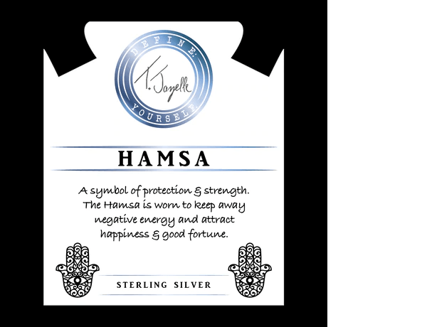 BRACELETS - Purple Jasper Stone Bracelet With Hamsa Sterling Silver Charm