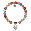 BRACELETS - Purple Jasper Stone Bracelet With Love Lock Sterling Silver Charm