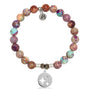 BRACELETS - Purple Jasper Stone Bracelet With Mother And Daughter Sterling Silver Charm