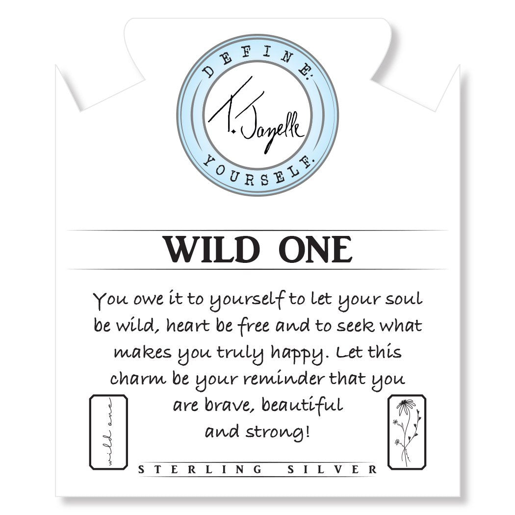 BRACELETS - Purple Jasper Stone Bracelet With Wild One Sterling Silver Charm