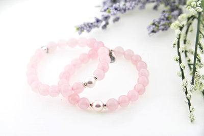 Rose Quartz Stone Bracelet with Pink Pearl Limited Edition Stacker