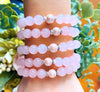 Rose Quartz Stone Bracelet with Pink Pearl Limited Edition Stacker