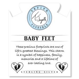 BRACELETS - Rose Quartz Stone Bracelet With Baby Feet Sterling Silver Charm