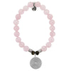 BRACELETS - Rose Quartz Stone Bracelet With Family Circle Sterling Silver Charm