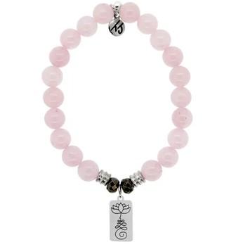 BRACELETS - Rose Quartz Stone Bracelet With New Beginnings Sterling Silver Charm