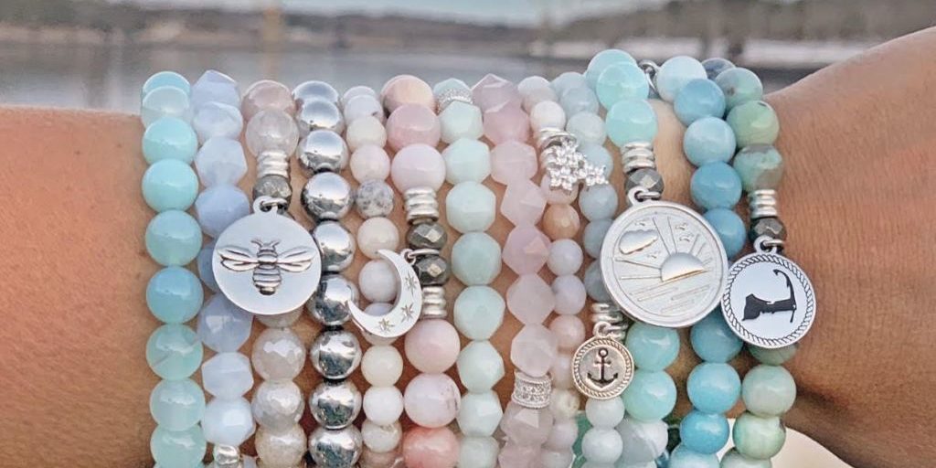 Rose Quartz Stone Bracelet with Together We Fight Sterling Silver Charm