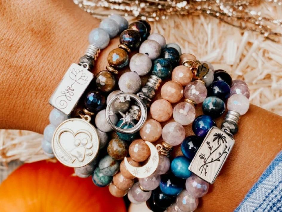 BRACELETS - Rose Quartz Stone Bracelet With What Is Meant To Be Sterling Silver Charm