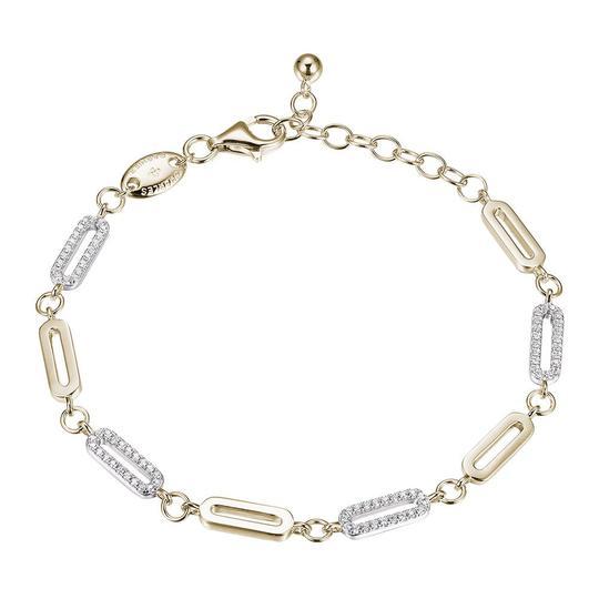 BRACELETS - Sterling Silver 6.75" Bracelet Made With Alternated Polish And CZ Links