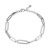 BRACELETS - Sterling Silver 6.75" Bracelet Made With Paperclip Chain & 3 CZ Link Stations