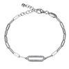 BRACELETS - Sterling Silver 6.75" Bracelet Made With Paperclip Chain & CZ Link In Center