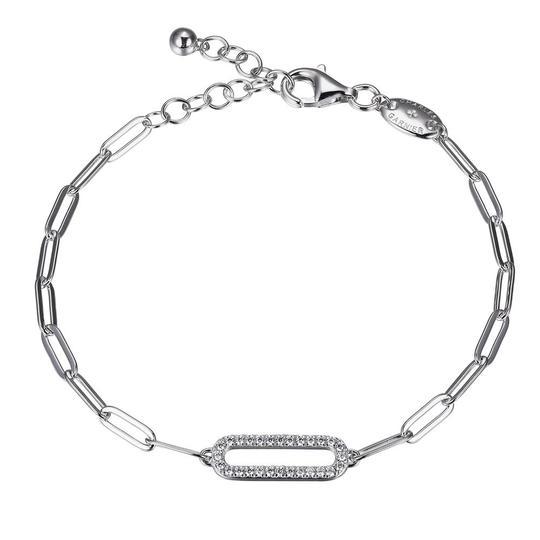 Sterling Silver Bracelet made with Diamond Cut Paperclip Chain (5mm) and a  CZ Link (24x8mm) in