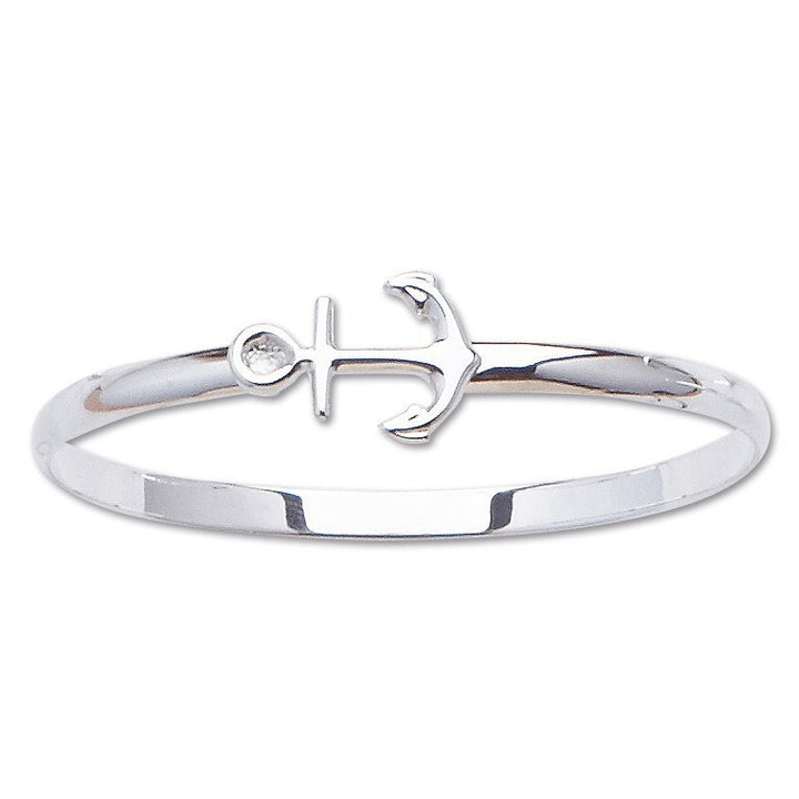 BRACELETS - Sterling Silver Anchor Bangle Bracelet
