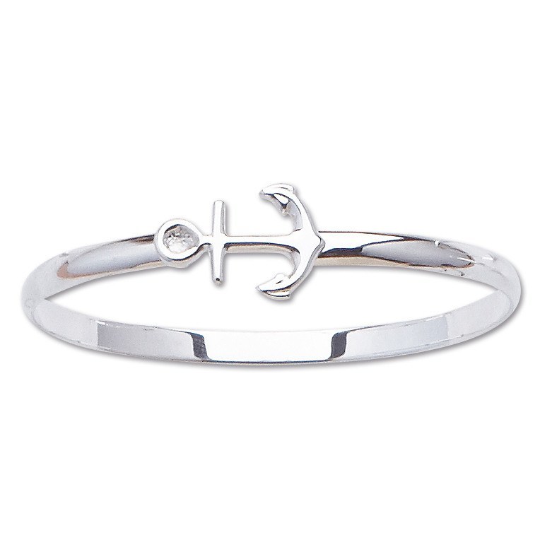 Sterling silver anchor bangle bracelet