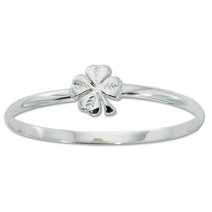 BRACELETS - Sterling Silver Four Leaf Clover Bangle Bracelet