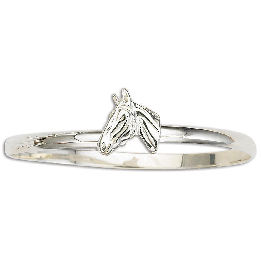BRACELETS - Sterling Silver Horse Bangle Bracelet