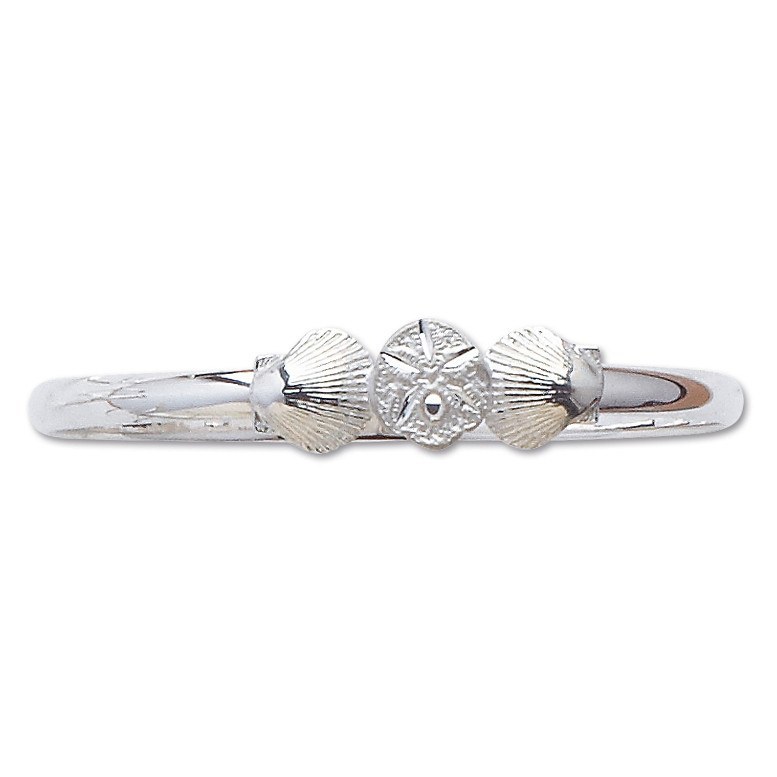 BRACELETS - Sterling Silver Mixed Sand Dollar And Shell Bangle Bracelet