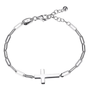 BRACELETS - Sterling Silver Paperclip Chain Bracelet With Cross