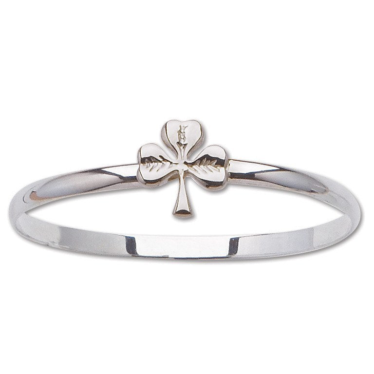 BRACELETS - Sterling Silver Shamrock Bangle Bracelet