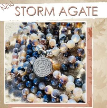 BRACELETS - Storm Agate Stone Bracelet With Baby Feet Sterling Silver Charm