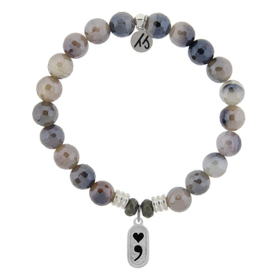 BRACELETS - Storm Agate Stone Bracelet With Continue Sterling Silver Charm