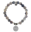 BRACELETS - Storm Agate Stone Bracelet With Family Circle Sterling Silver Charm
